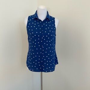 Banana Republic Royal Blue Polka Dot Blouse